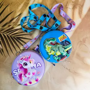 Adorable Kids' Sling Bags with Single Chain - Unicorn & Dinosaur Designs