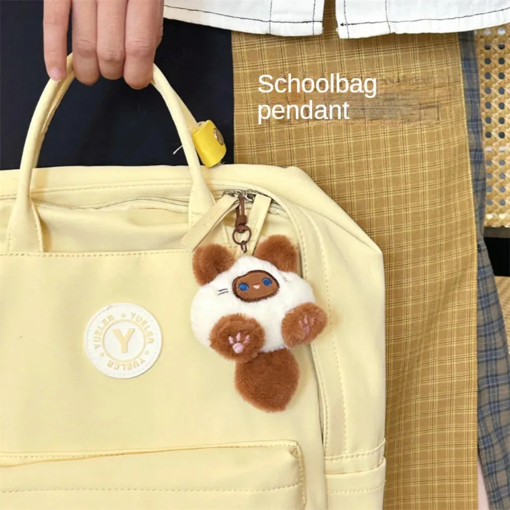 Adorable Plush Cat Doll Pendant Keychain for Backpacks School Bags Doll Keyring Decorative Gift