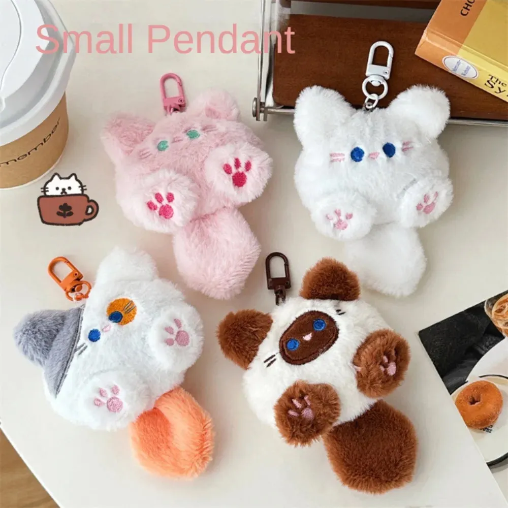 Adorable Plush Cat Doll Pendant Keychain for Backpacks School Bags Doll Keyring Decorative Gift
