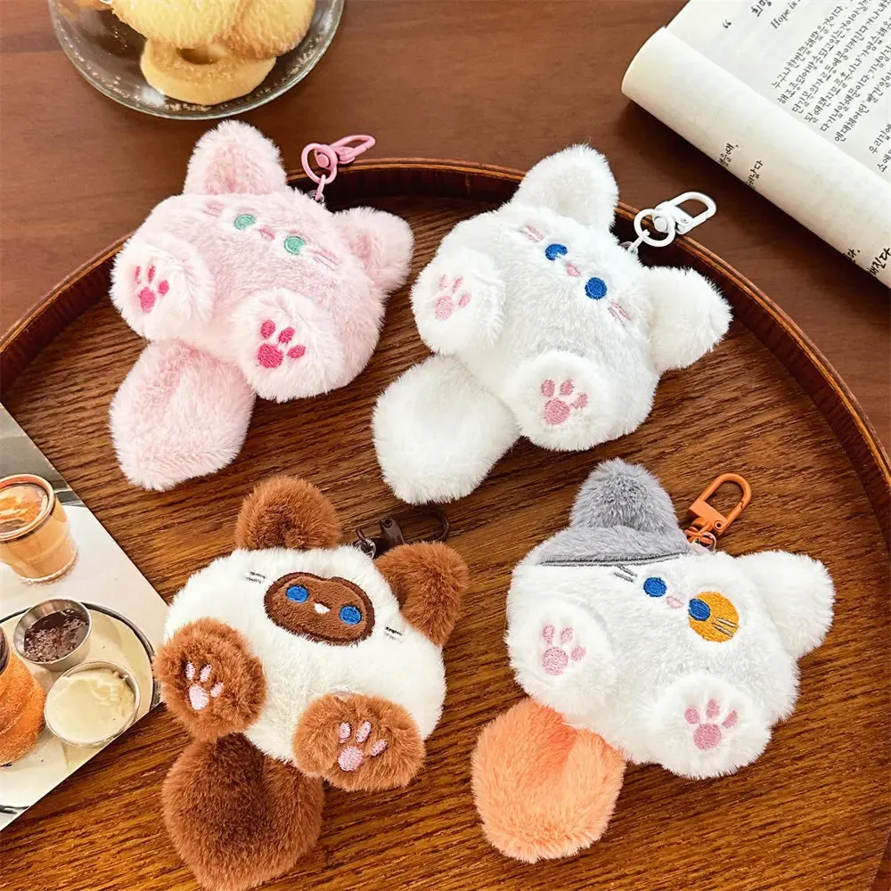 Adorable Plush Cat Doll Pendant Keychain for Backpacks School Bags Doll Keyring Decorative Gift