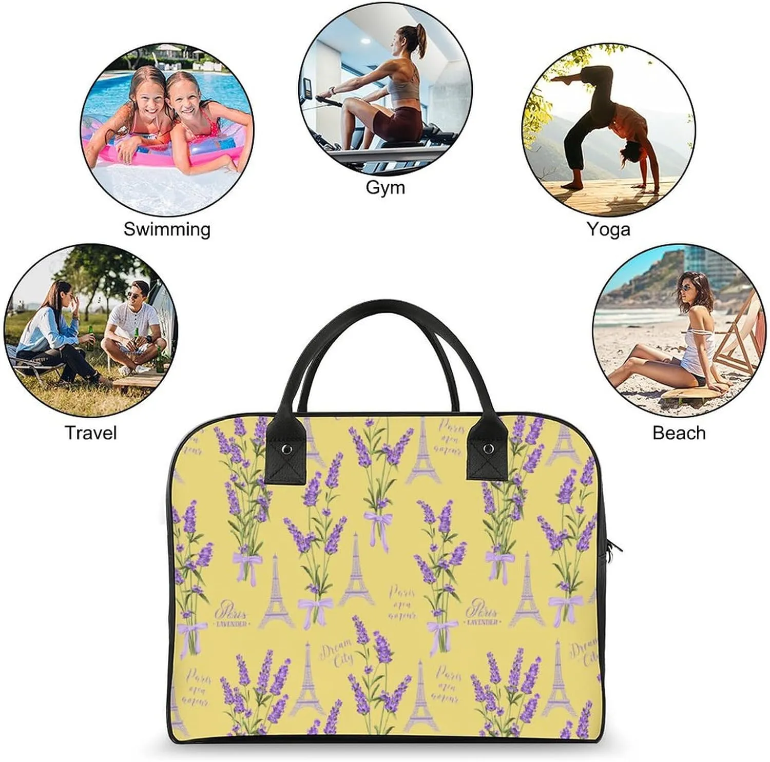 Adult High-capacity Nylon Berries Patterns Simple Handbag for Touring 13" X 19" X 8"