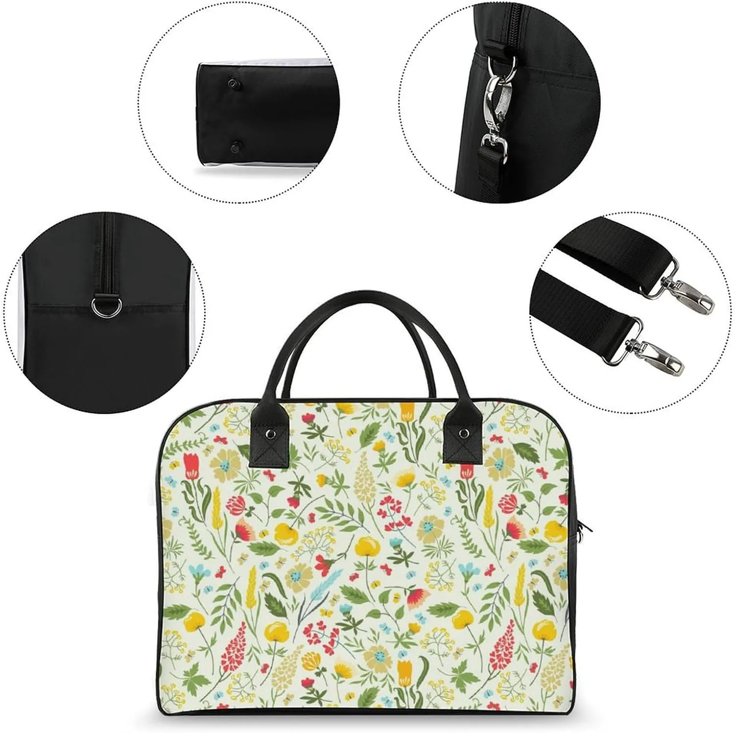 Adult High-capacity Nylon Eiffel Rose Trendy Handbag for Traveling 13" X 19" X 8"
