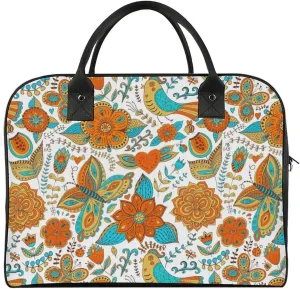 Adult Large Capacity Nylon Rosa Chinensis Elegant Handbag for Journey 13" X 19" X 8"