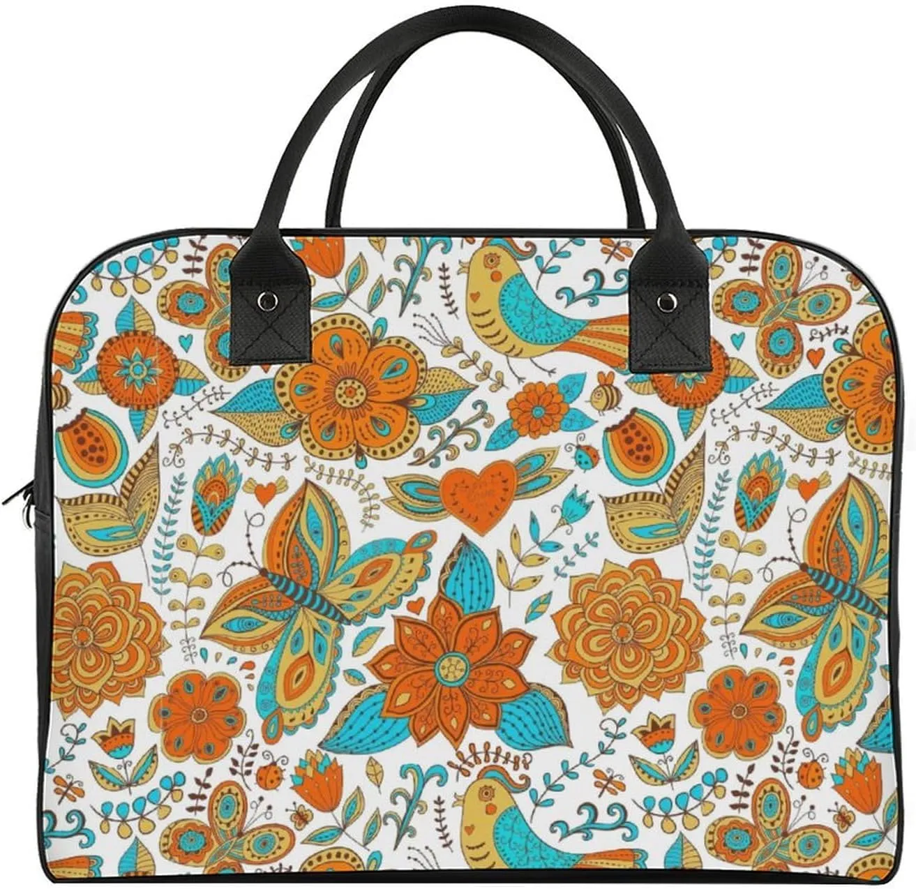 Adult Large Capacity Nylon Rosa Chinensis Elegant Handbag for Journey 13" X 19" X 8"