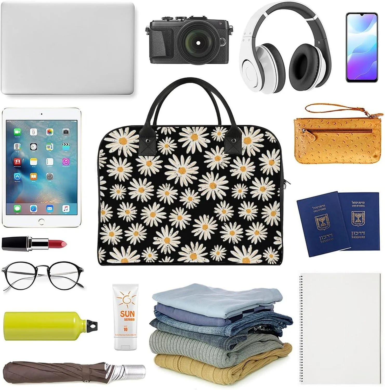 Adult Shoulder Nylon Colorful Butterfly Office Handbag for Travel 13" X 19" X 8"