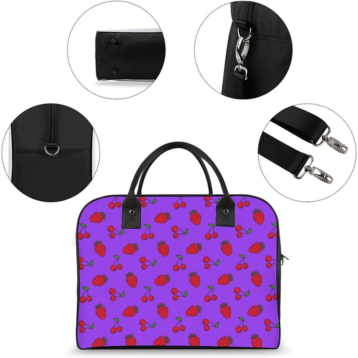 Adults Large Capacity Nylon Berries Patterns Novelty Handbag for Journey 13" X 19" X 8"