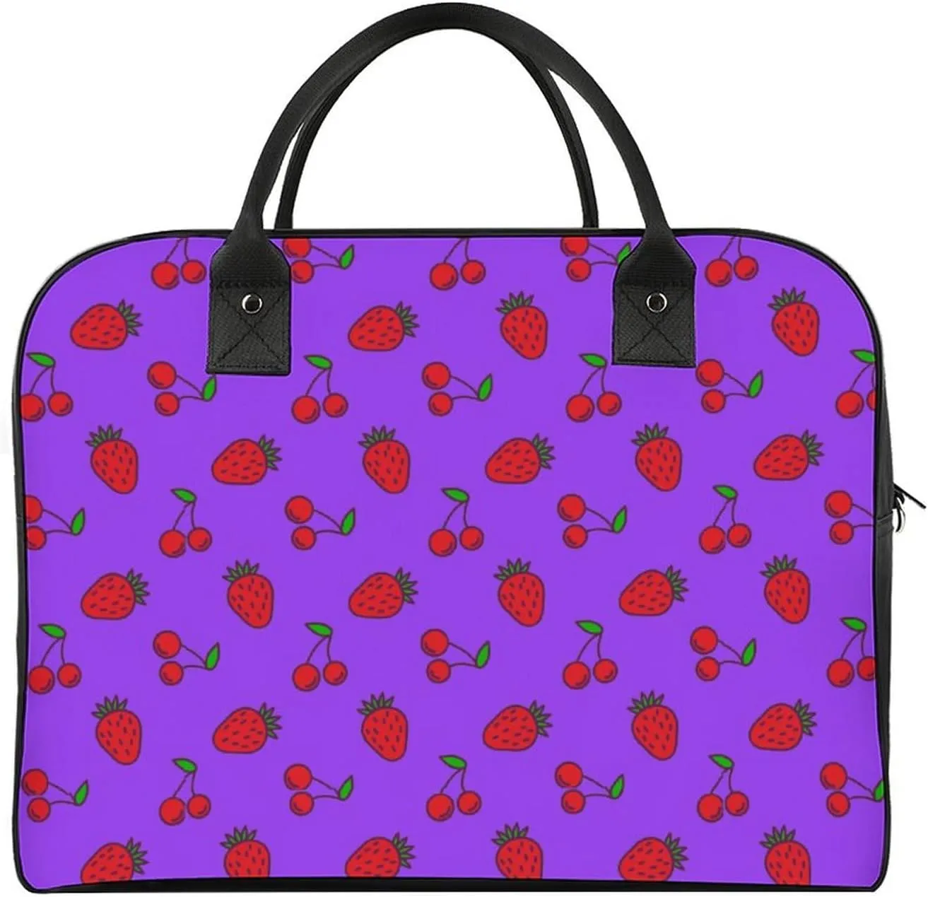 Adults Large Capacity Nylon Berries Patterns Novelty Handbag for Journey 13" X 19" X 8"