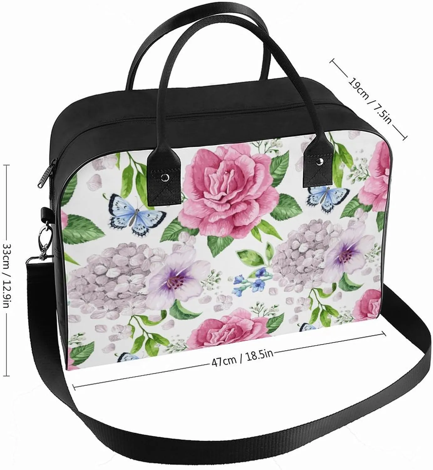 Adults Shoulder Nylon Colorful Butterfly Aesthetic Handbag for Travel 13" X 19" X 8"