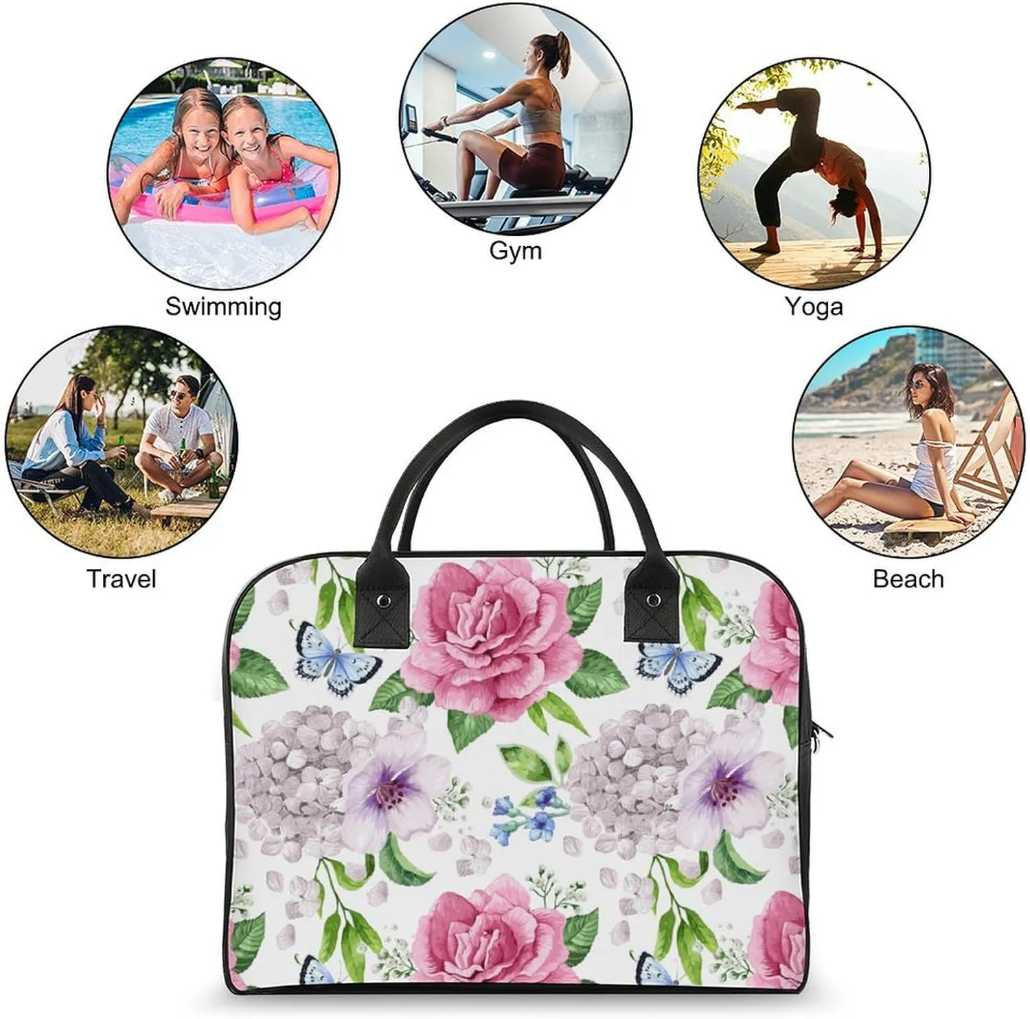 Adults Shoulder Nylon Colorful Butterfly Aesthetic Handbag for Travel 13" X 19" X 8"