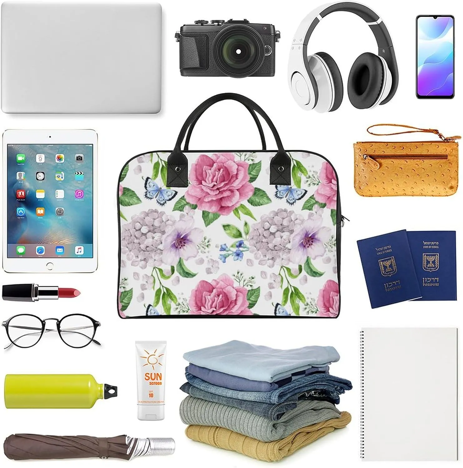 Adults Shoulder Nylon Colorful Butterfly Aesthetic Handbag for Travel 13" X 19" X 8"