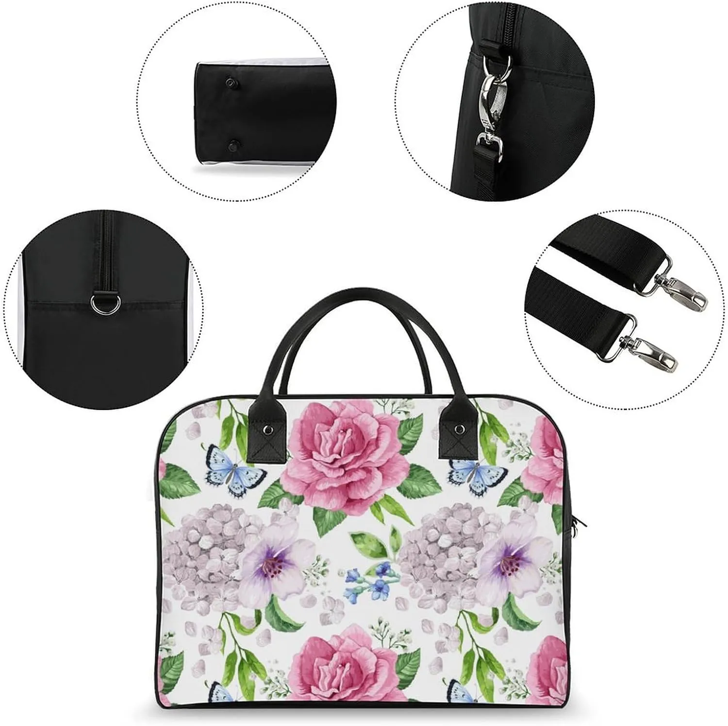 Adults Shoulder Nylon Colorful Butterfly Aesthetic Handbag for Travel 13" X 19" X 8"