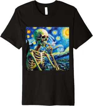 Aesthetic Van Gogh Skeleton Streetwear Fashion Graphic Tee Premium T-Shirt