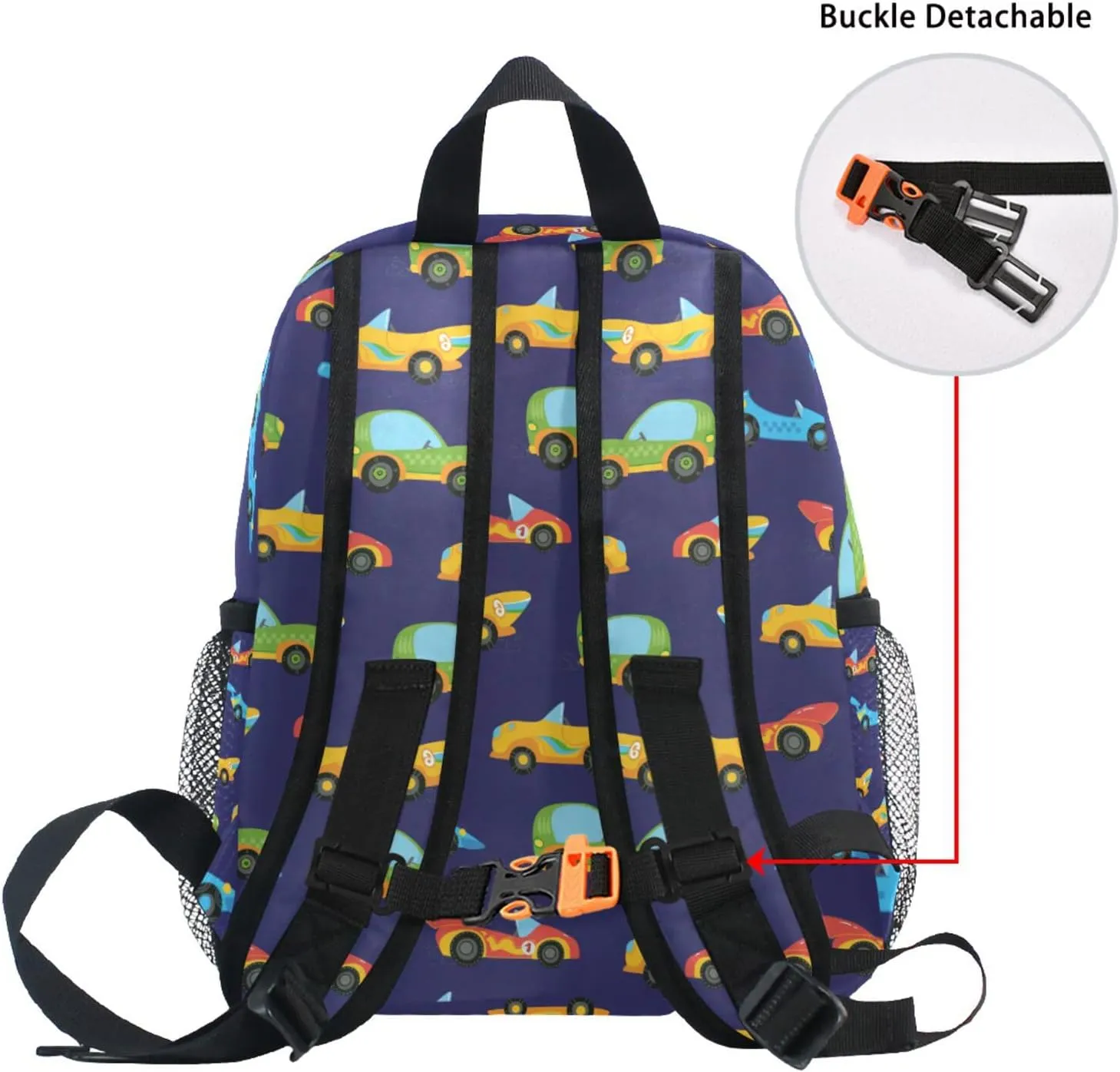 Aflyko Custom Name Kids Backpack Race Car Cartoon Icon Personalized Daycare Nursery Bookbag Kindergarten Daypack for Toddler Girls Boys Travel Bag 10" × 4" × 12"