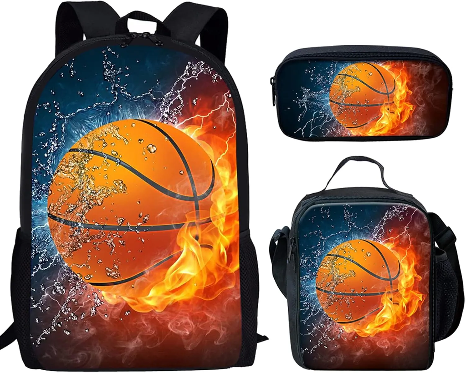 AFPANQZ Kids Backpack 3 Pieces Set Large Capacity School Bags with Heat Insulated Lunch Bags Small Pencil Bags 3 Pack