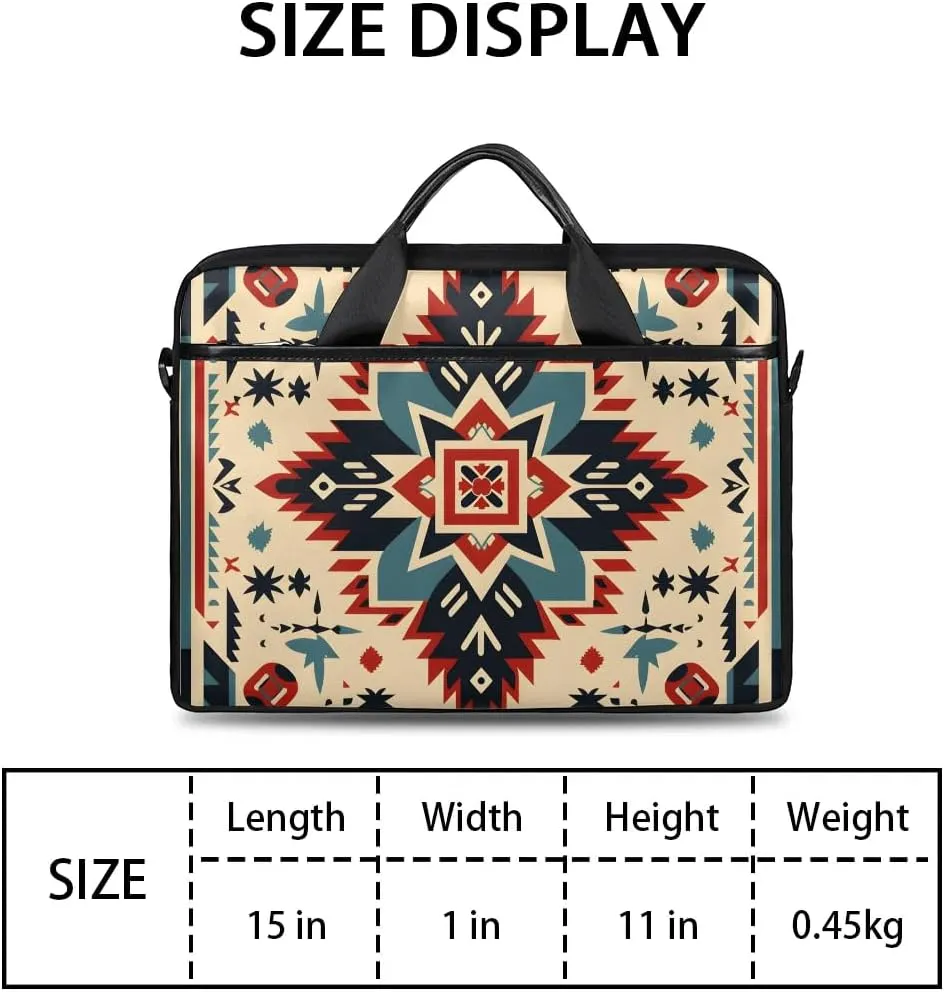 African Aztec Print 15 Inch Laptop Bag Women Men Laptop Carrying Case