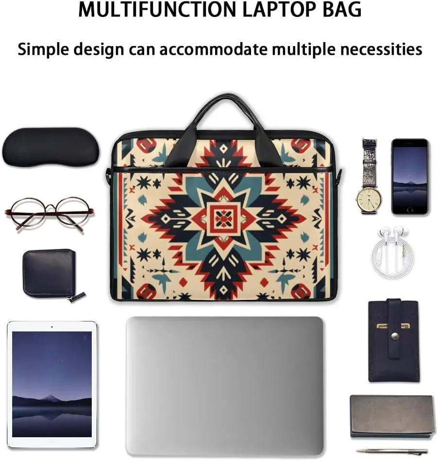 African Aztec Print 15 Inch Laptop Bag Women Men Laptop Carrying Case
