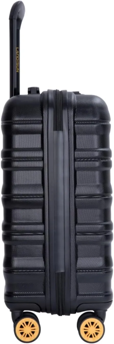 Airline Perfect 18.5" Carry On - Ultra Lightweight Hardshell Suitcase with 360° Spinner Wheels Fits Overhead Bins (Black   ABS)