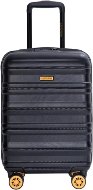 Airline Perfect 18.5" Carry On - Ultra Lightweight Hardshell Suitcase with 360° Spinner Wheels Fits Overhead Bins (Black   ABS)