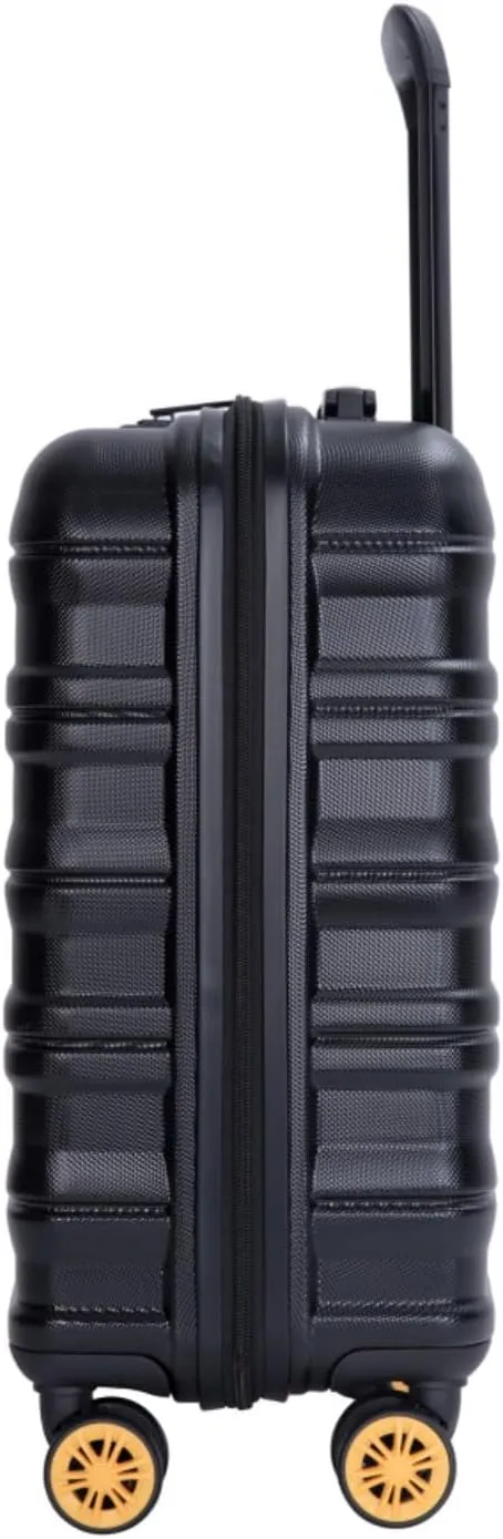 Airline Perfect 18.5" Carry On - Ultra Lightweight Hardshell Suitcase with 360° Spinner Wheels Fits Overhead Bins (Black   ABS)