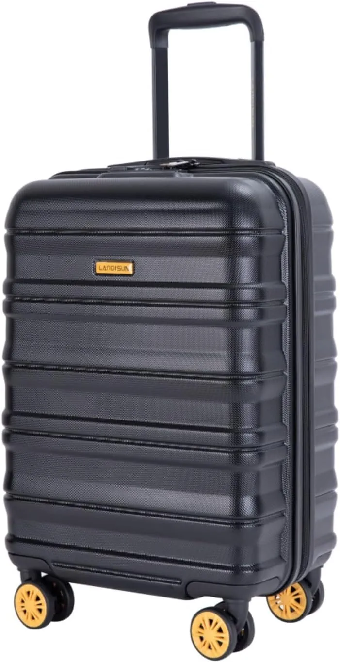Airline Perfect 18.5" Carry On - Ultra Lightweight Hardshell Suitcase with 360° Spinner Wheels Fits Overhead Bins (Black   ABS)