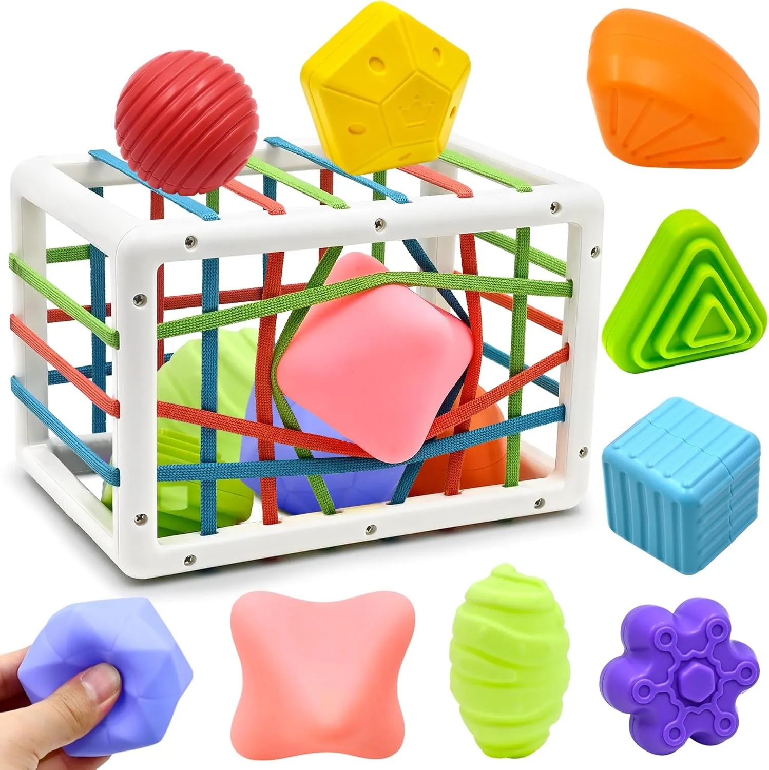 AiTuiTui Baby Bath Toys for 1 Year Old Boy Girl Gifts, Shape Sorter Baby Toys 6 12 18 Months Early Learning Sensory Bin with 3 Soft Textured Balls, Toddlers Toy for Age 1 2 3 Autistic Children