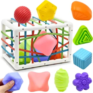 AiTuiTui Baby Bath Toys for 1 Year Old Boy Girl Gifts, Shape Sorter Baby Toys 6 12 18 Months Early Learning Sensory Bin with 3 Soft Textured Balls, Toddlers Toy for Age 1 2 3 Autistic Children