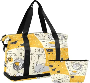 ALAZA Mathematics Education Travel Duffel Bag for Women Men Sports Gym Bag with Shoe Compartment Tote Weekender Overnight Bag with Wet Pocket for Travel, Gym,Yoga,Swimming