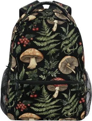 ALAZA Mushroom Fern Leaves Kids School Backpack for Boys Girls Teens Bookbag Travel Daypack Bag 16 inch