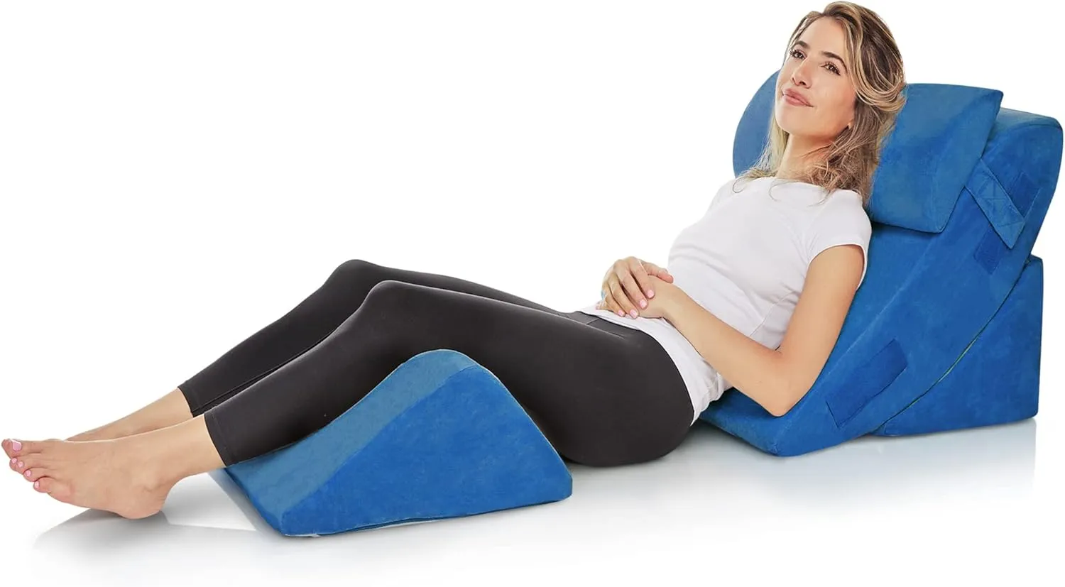AllSett Health 4 PC Bed Wedge Pillows Set - Orthopedic Wedge Pillow for Sleeping with Memory Foam | Multi Angle Relief System for Back, Neck, Shoulder, and Leg - Machine Washable Cover