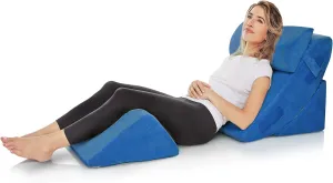 AllSett Health 4 PC Bed Wedge Pillows Set - Orthopedic Wedge Pillow for Sleeping with Memory Foam | Multi Angle Relief System for Back, Neck, Shoulder, and Leg - Machine Washable Cover