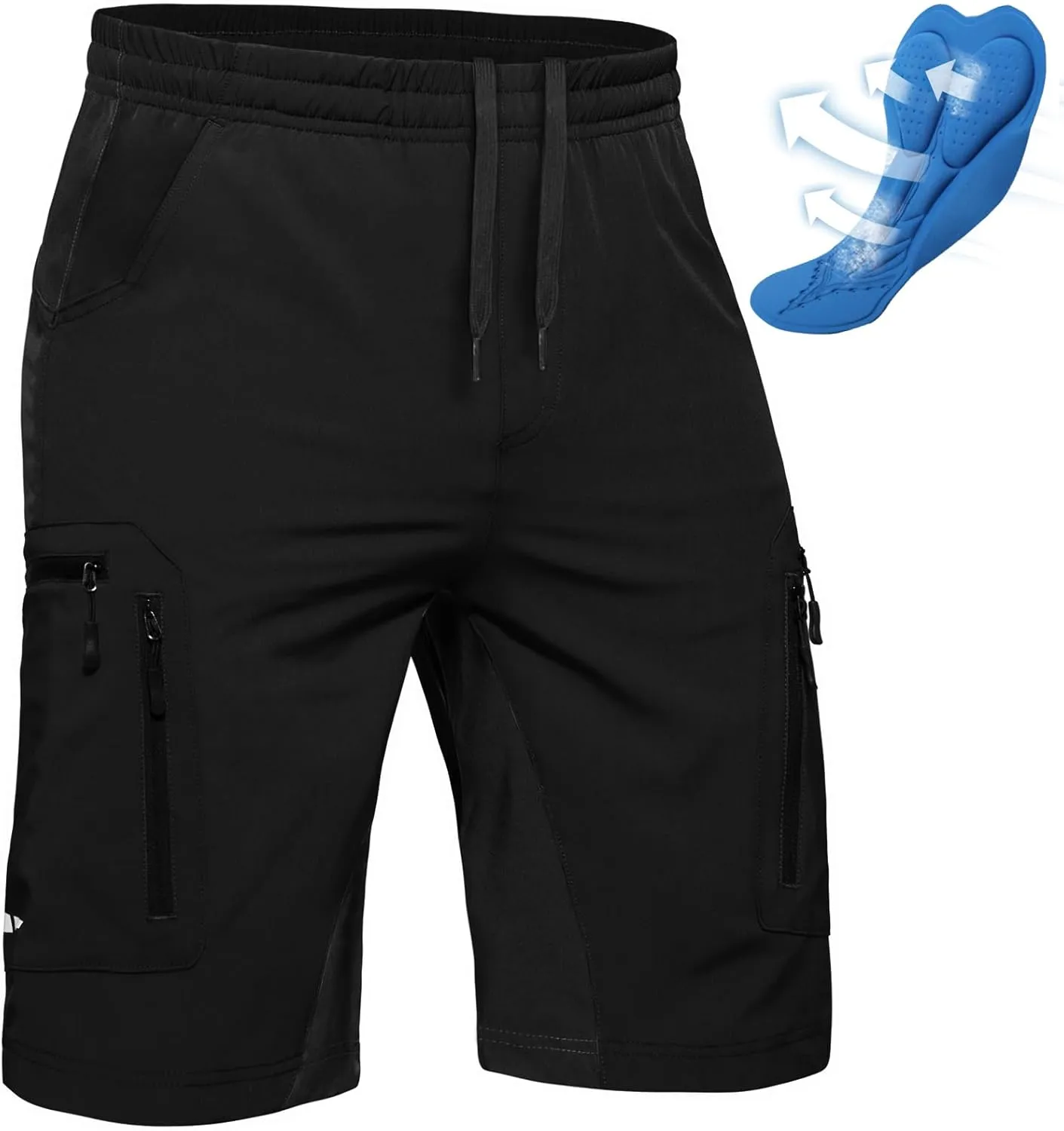 Ally Men's Mountain Bike Shorts 4D Padded Lightweight Loose-fit with Zipper Pockets for Biking Cycling Bicycle Riding Biker
