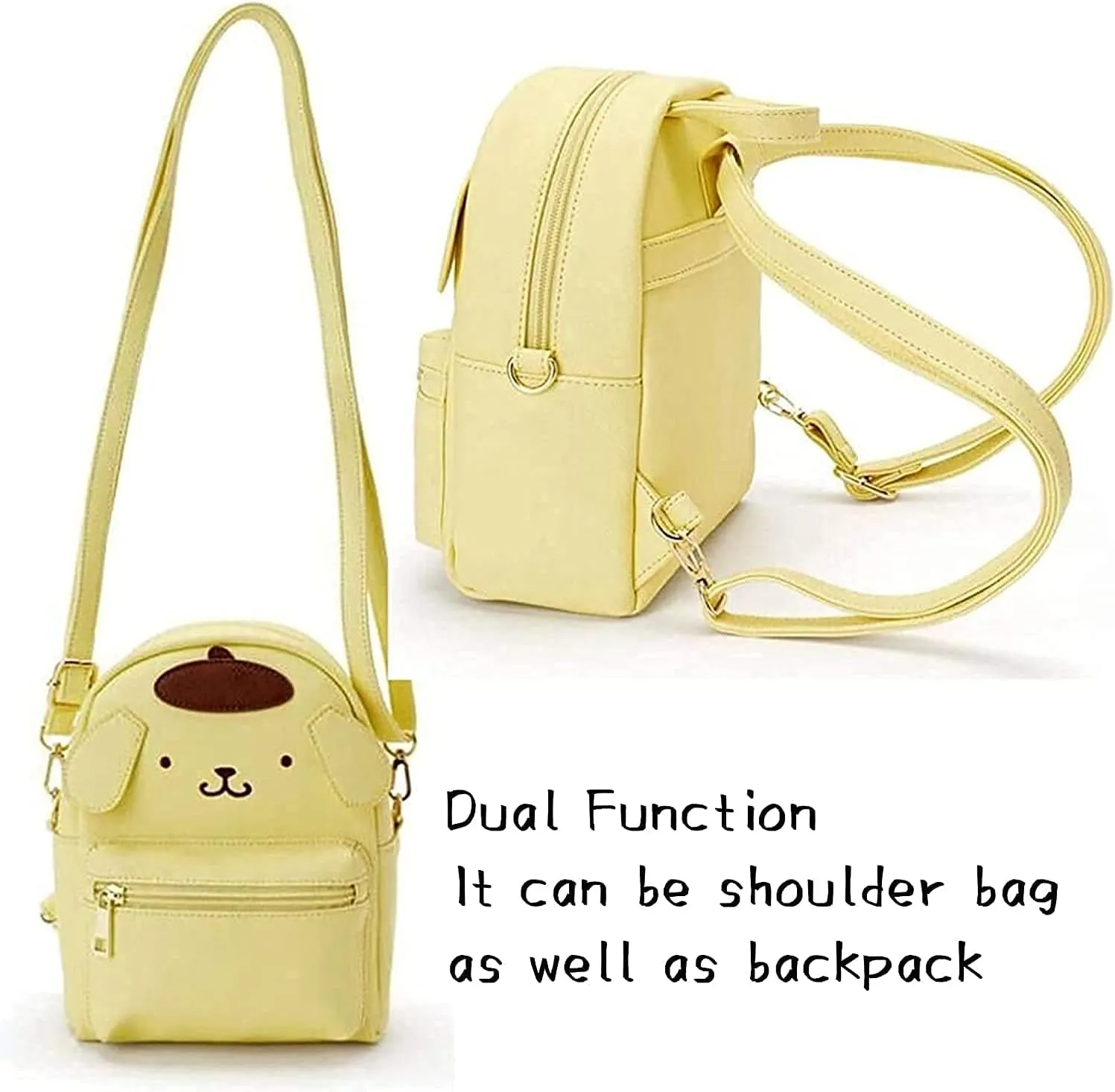 ALORVE Anime Cute Cartoon Bag Cosplay Shoulder Bag Backpack Handbag PU Schoolbags for Kids Girls Fans(Yellow)