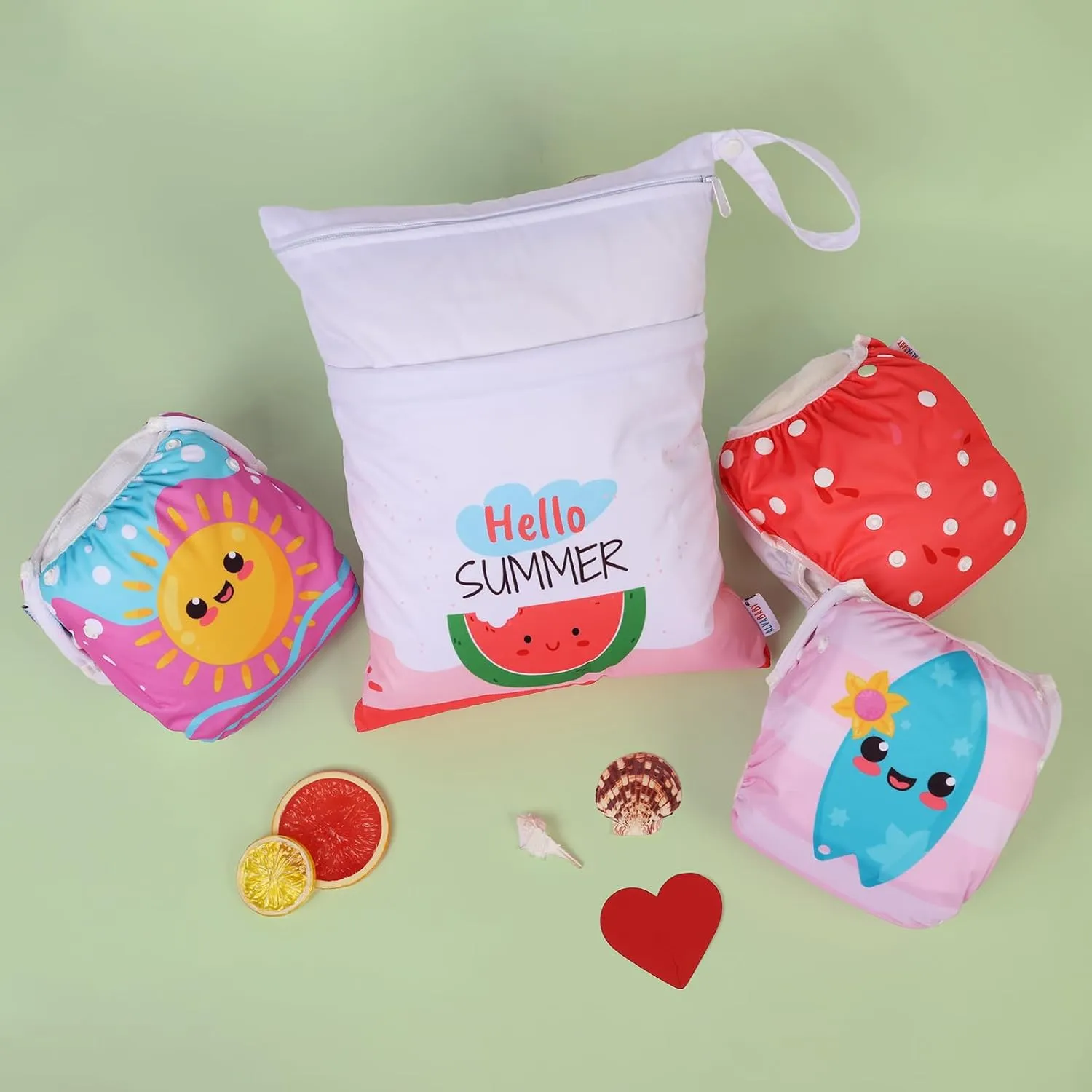 ALVABABY 3pcs Baby Swim Diapers with 1pcs Wet Bag Reuseable Washable & Adjustable for Swimming Lesson & Baby Boy and Girl 3YKL08
