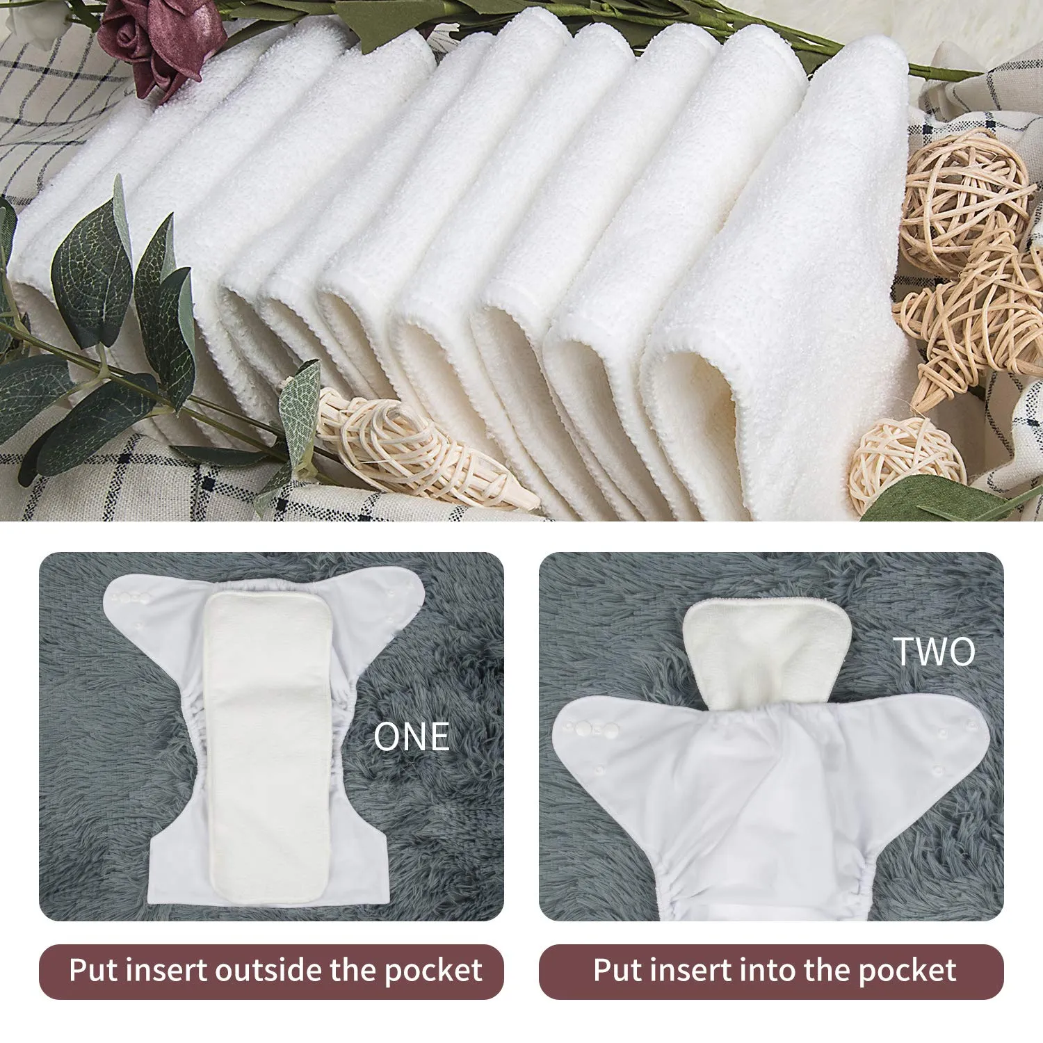 ALVABABY Baby Cloth Diaper 6 Pack with 12 Inserts One Size Cloth Diaper Covers Adjustable Washable Reusable for Baby Girls and Boys