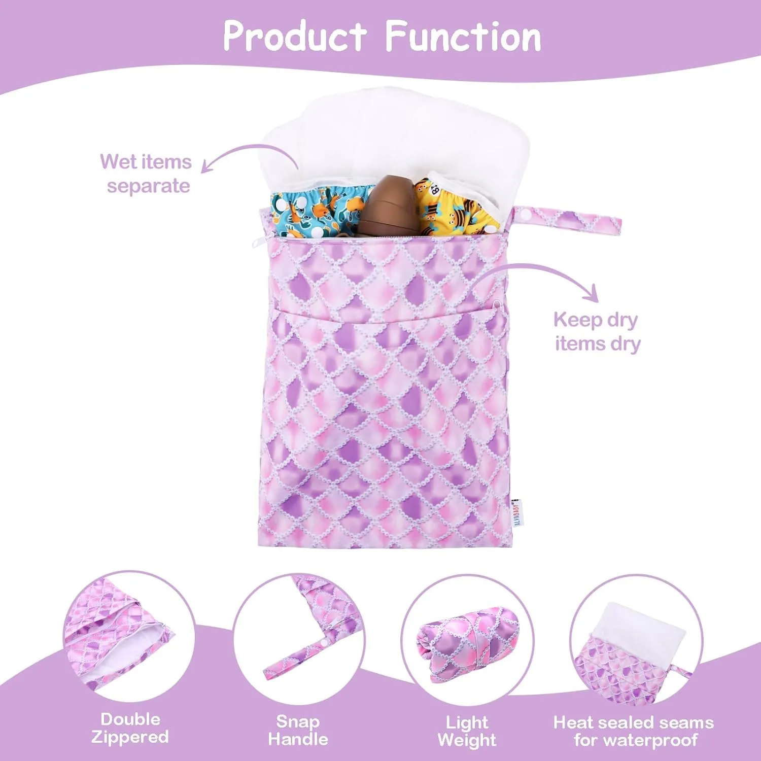 ALVABABY Baby Reusable Swim Diaper with Matching Top,Girl Swimsuit with Waterproof Wet Dry Bag,Sleeveless Tankini Swimwear