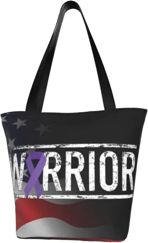 Alzheimer'S Disease Warrior Aweareness Ribbon Fashion Shoulder Bag Large Capacity For Man Or Woman
