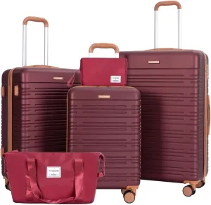 Amalodie Luggage Sets 5 Piece Suitcases with Double Spinner Wheel,Suitcase Set ABS Hard Case Luggage with TSA Lock and Durable Waterproof Travel Luggage