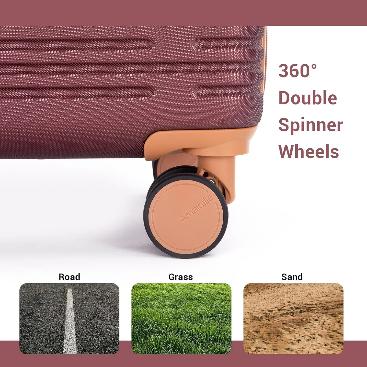 Amalodie Luggage Sets 5 Piece Suitcases with Double Spinner Wheel,Suitcase Set ABS Hard Case Luggage with TSA Lock and Durable Waterproof Travel Luggage