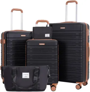 Amalodie Luggage Sets 5 Piece Suitcases with Double Spinner Wheel,Suitcase Set ABS Hard Case Luggage with TSA Lock and Durable Waterproof Travel Luggage
