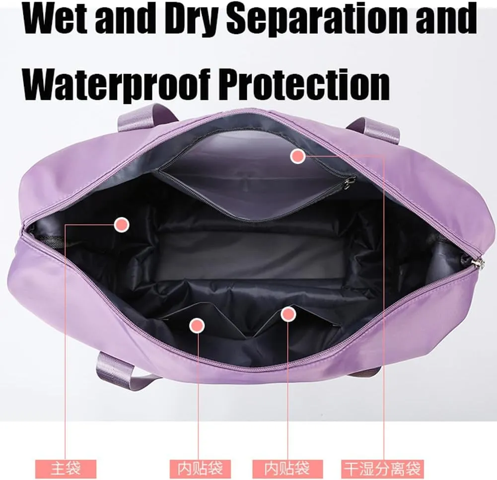 Ambitionous 2025 New Large Capacity Travel Bag - Universal Wheel Removable, Pepepo Travel Bag with Wheels, Foldable Dry Wet Separated Tote Bag with 360 Degrees Silent Universal Wheels (Fuchsia)