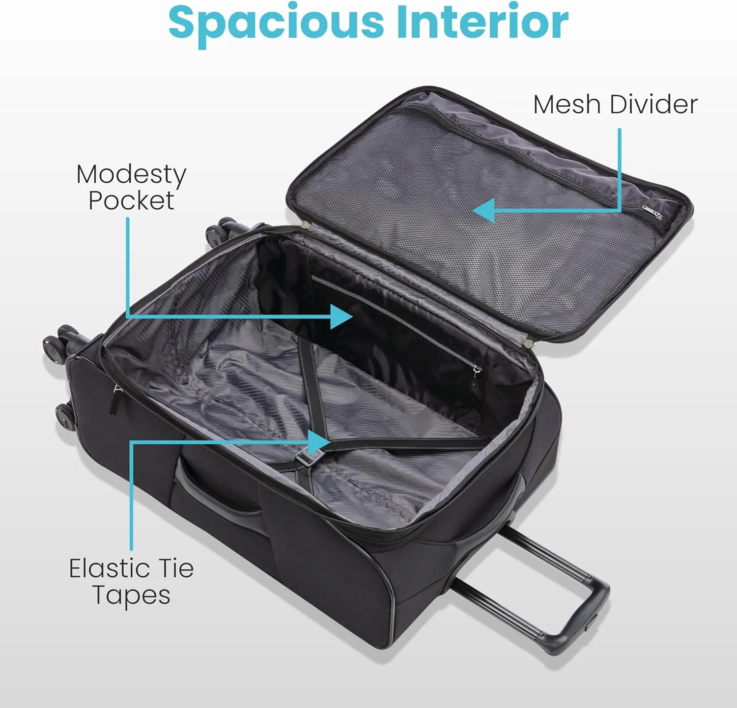 American Tourister 4 KIX 2.0 Softside Expandable Luggage with Spinners, Black, 3PC (CO/MED/LG)