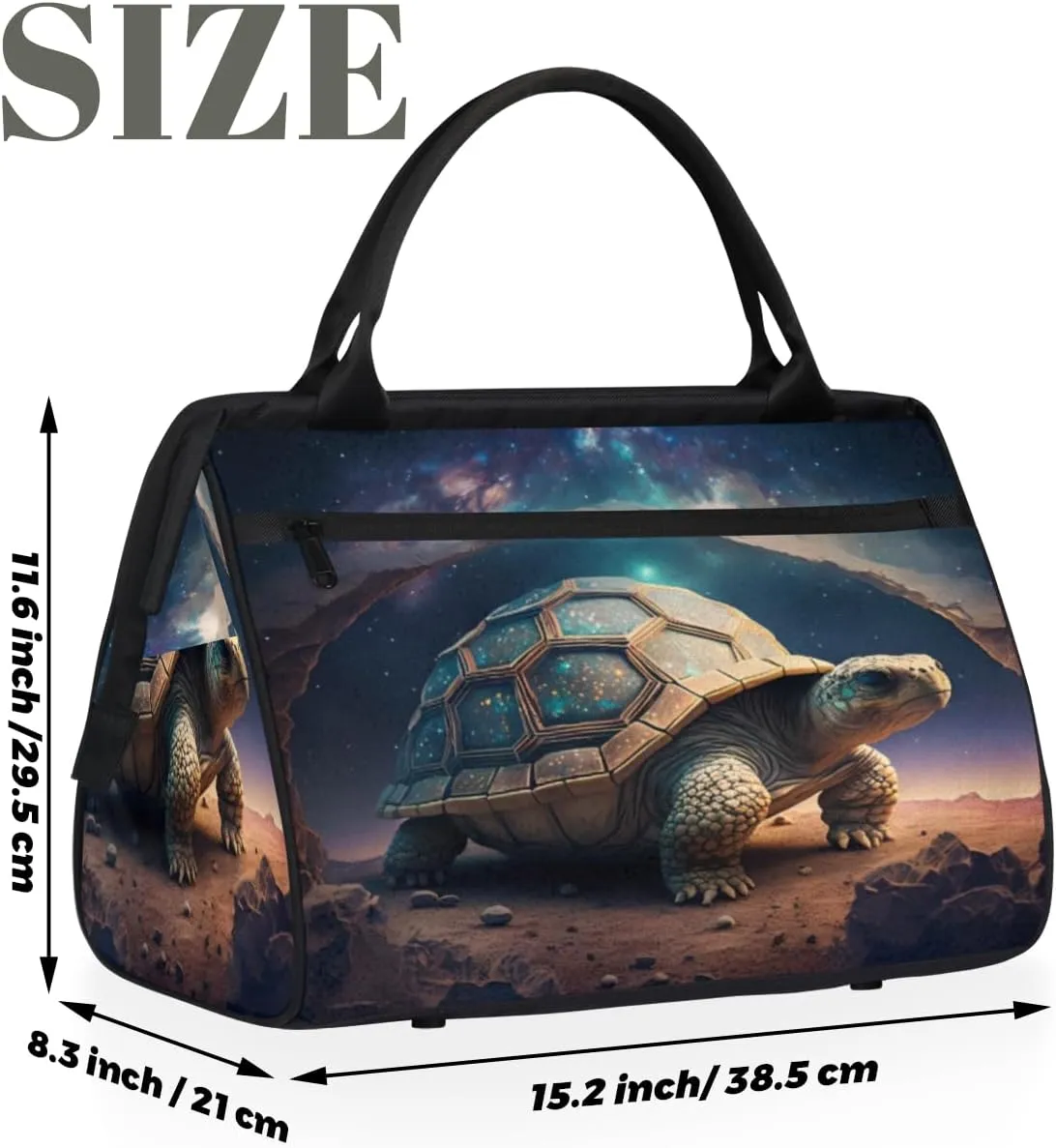 Ancient Space Tortoise Travel Duffle Bag, Waterproof Duffel Bag Weekender Overnight Carry On Bag Lightweight Sport Gym Bag for Men Women