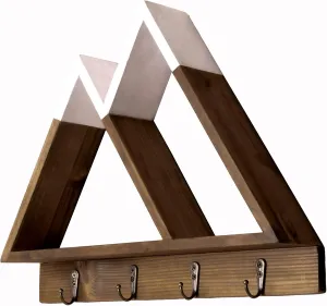 and & Delivered Mountain Shelf - Triangle Shelf for Mountain Adventure Nursery Wall Der, Floating Geometric Wooden Shelves with Ruic Wall Hooks for Cryals, Kids Bedroom, Livingroom & Entryway