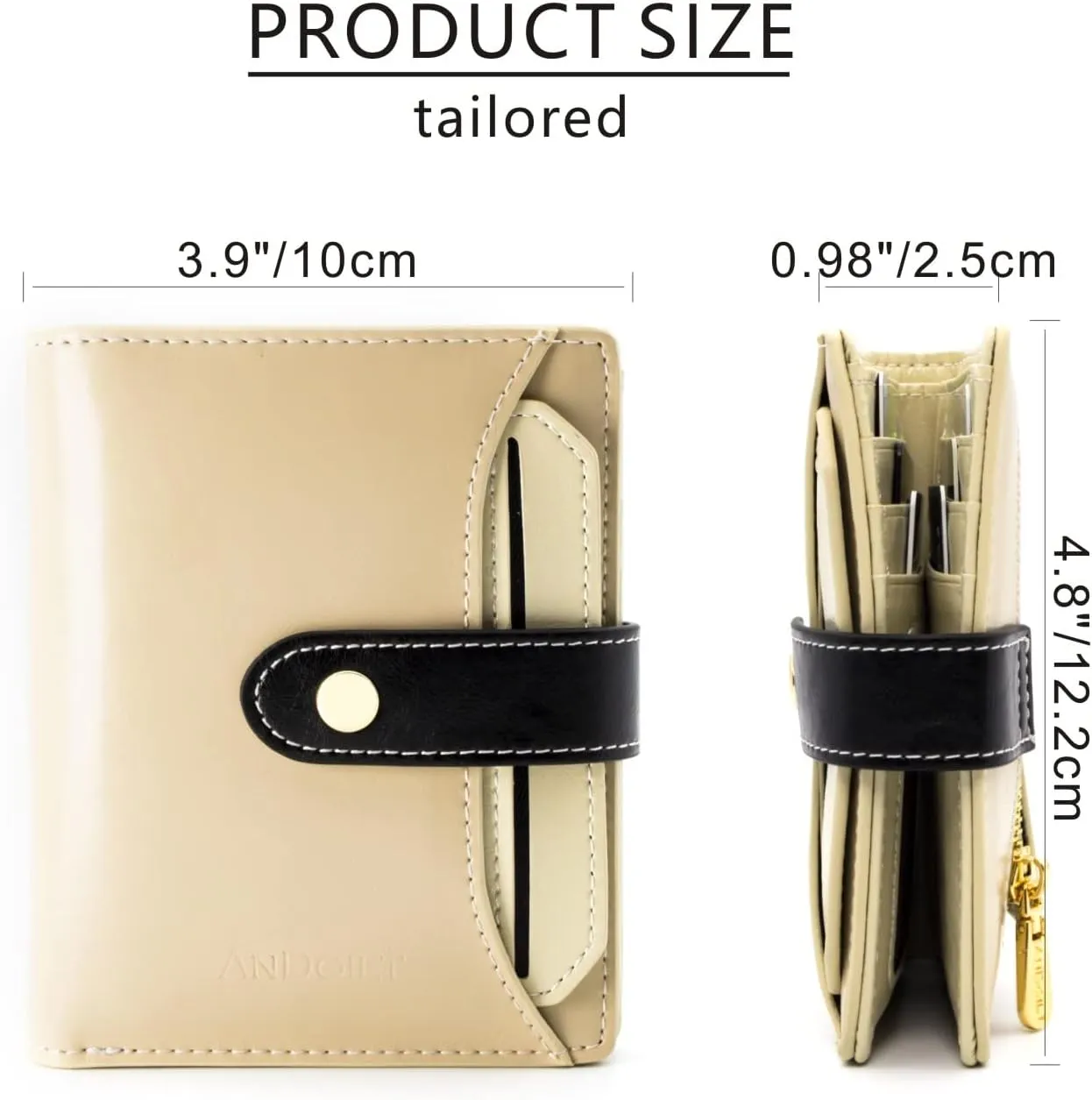 ANDOILT Wallets for Women Genuine Leather Small Bifold Wallet RFID Blocking Card Case Purse with ID Window Coin Pocket