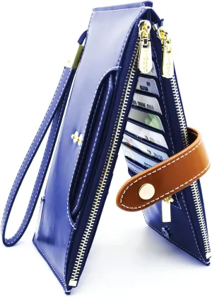 ANDOILT Wallets for Women Genuine Leather Wallet RFID Blocking Bifold Multi Card Case Purse with Zipper Pocket Handbag