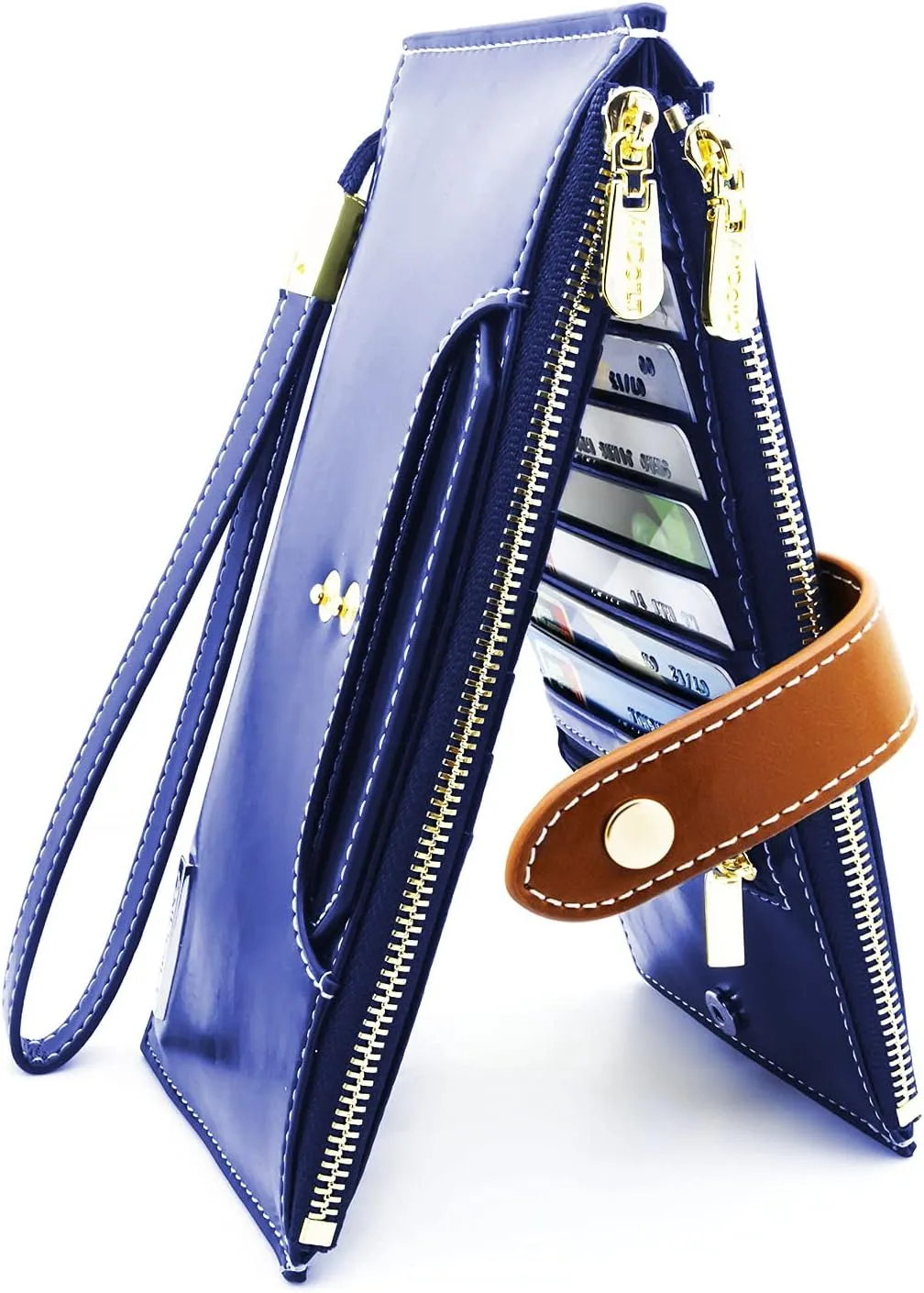 ANDOILT Wallets for Women Genuine Leather Wallet RFID Blocking Bifold Multi Card Case Purse with Zipper Pocket Handbag
