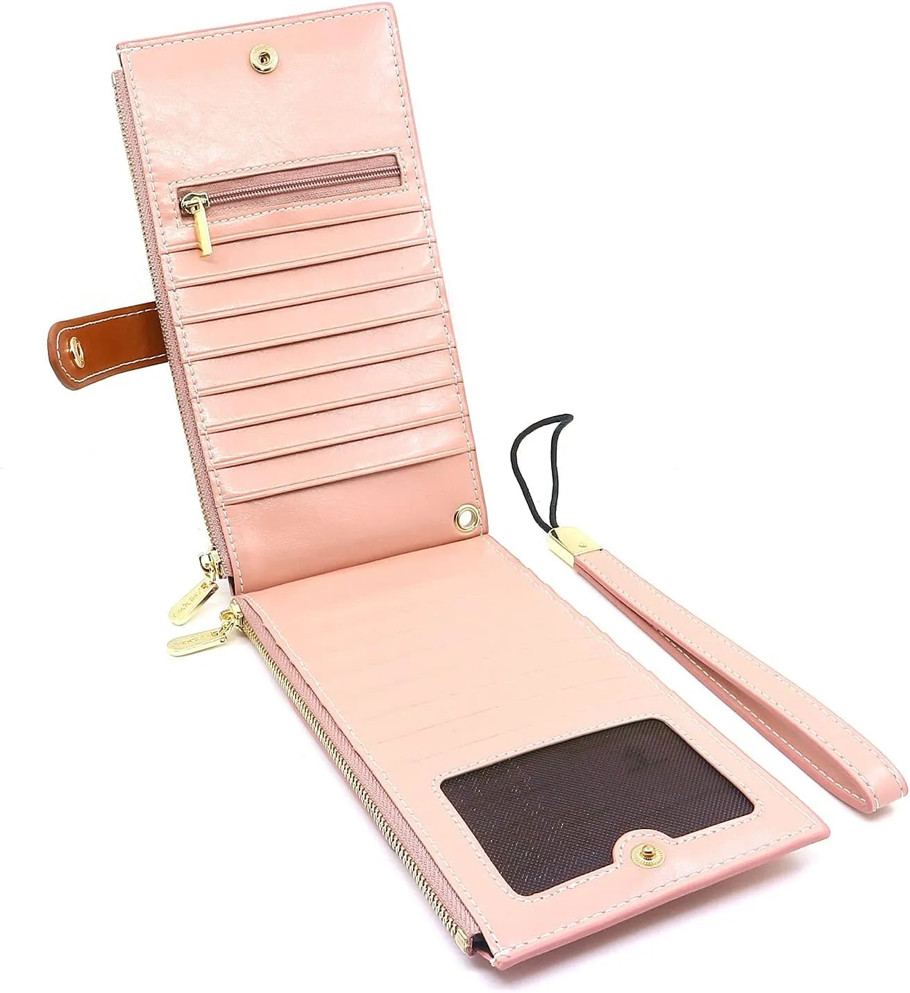 ANDOILT Wallets for Women Genuine Leather Wallet RFID Blocking Bifold Multi Card Case Purse with Zipper Pocket Handbag