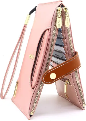 ANDOILT Wallets for Women Genuine Leather Wallet RFID Blocking Bifold Multi Card Case Purse with Zipper Pocket Handbag