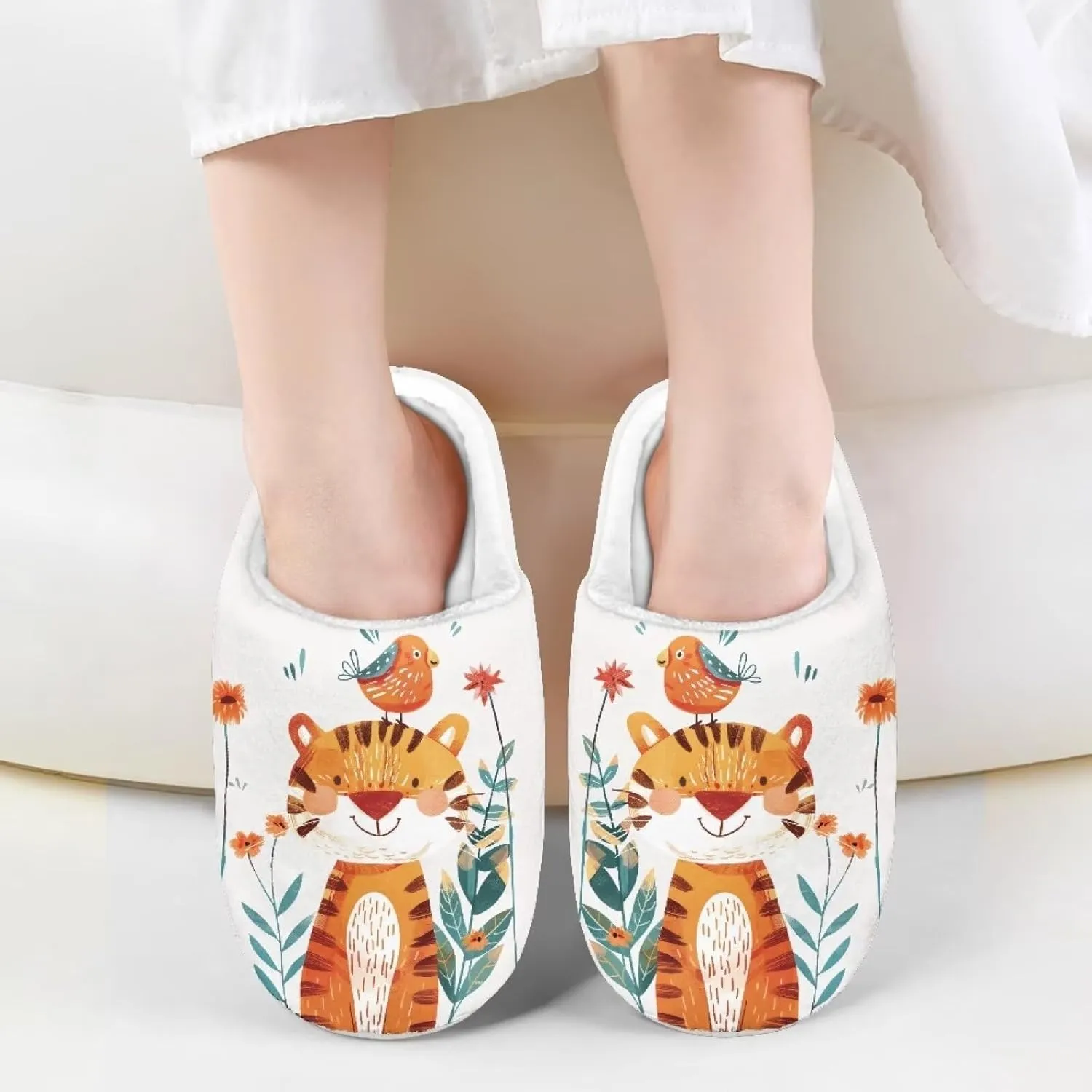 Animal Children's Plush Slippers For Girls Little Kids Comfy House Non-Slip Warm Flannel Fuzzy Slippers Cute Closed Toe Slippers Size9-14.5