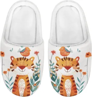 Animal Children's Plush Slippers For Girls Little Kids Comfy House Non-Slip Warm Flannel Fuzzy Slippers Cute Closed Toe Slippers Size9-14.5